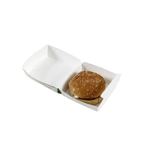 White Hinged Paper Hamburger Box 9x9x6.6cm 1000/cs