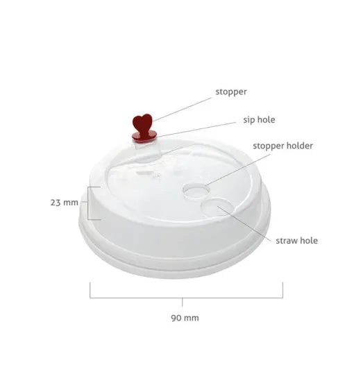 90mm Rim White Cup Lid White Lid W/stopper for Lbk-d90700 Pp Cup 1000/cs