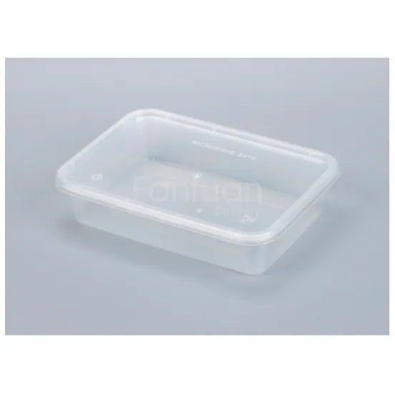 500ml Clear Plastic Rectangle Container with Lid 250set/cs