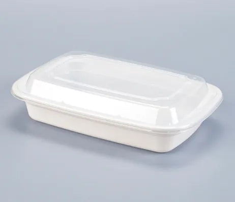 Lr28oz White Rect. Container with Lids 150set/cs