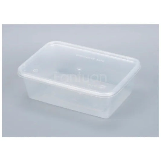 750ml Clear Plastic Rectangle Container with Lid 250set/cs