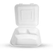 83 Bio Hinged 3-c Sugarcane Box (m) 8x8x3" 200/cs