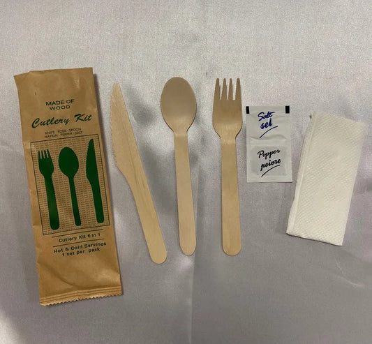 6 In1 Wooden Cutlery Kit ( K,f, Ss, N, S,p) 250sets/cs -wck6in1