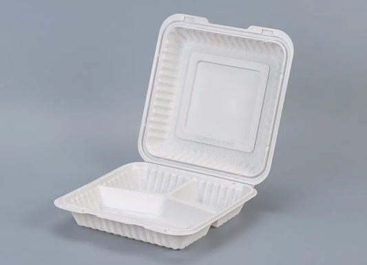 Ep93 Pp 3 Compartments Hinged Container 9*9*2.7" -ep93