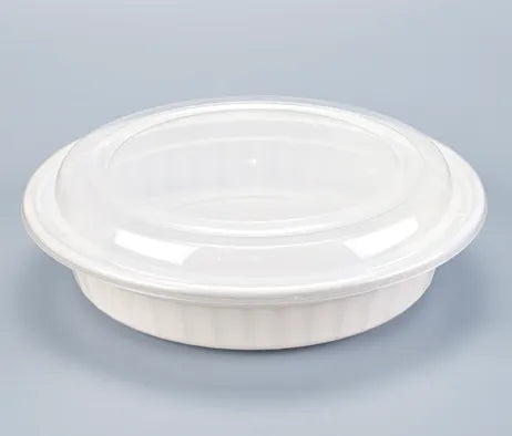 Lr 48oz 9" round White with Clear Lid Container 150sets