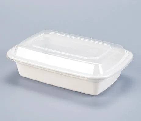 Lr24oz White Rect. Container with Lids 150set/cs