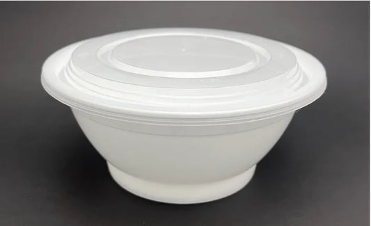 38oz Pp Noodle Bowl White with Lid 150sets/cs