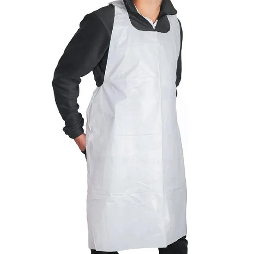 Apron Poly White Disposable 32''x50''100pcs/bx