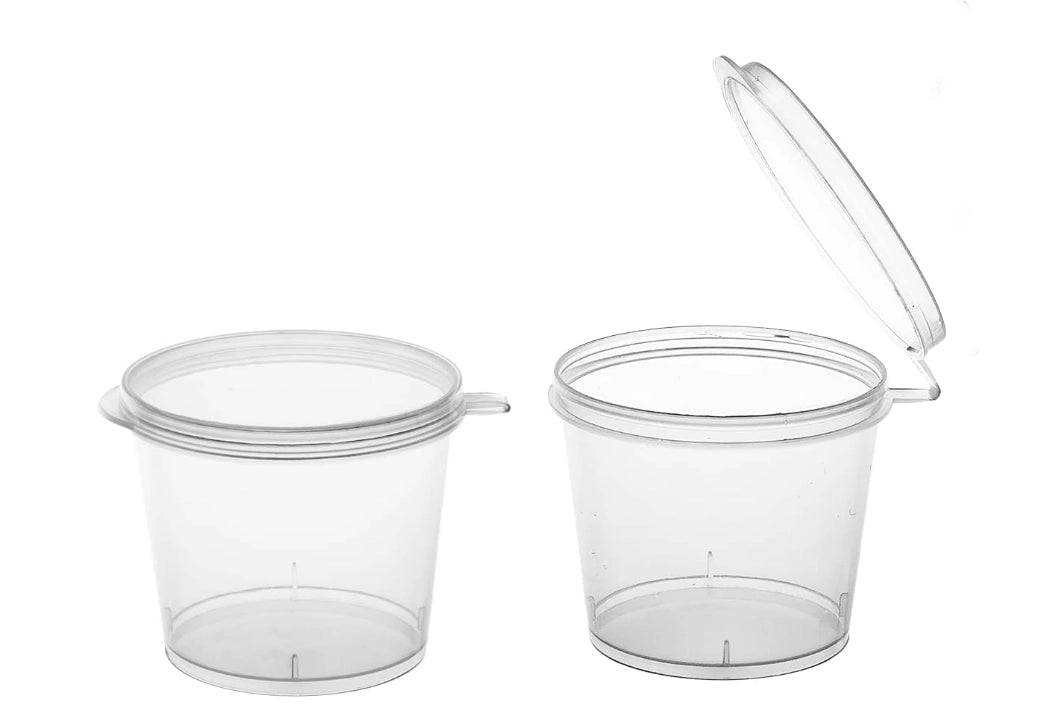 1oz PP Portion Cup with Hinged Lid 1000/cs